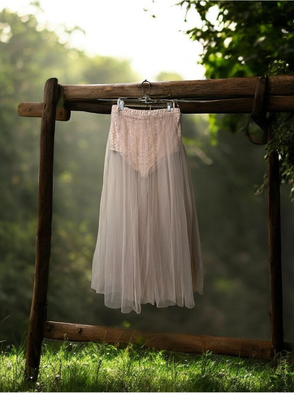 faeriesty Sheer Tulle Skirt Lace Brief Size Large Fairy Whimsigoth Photo Shoot